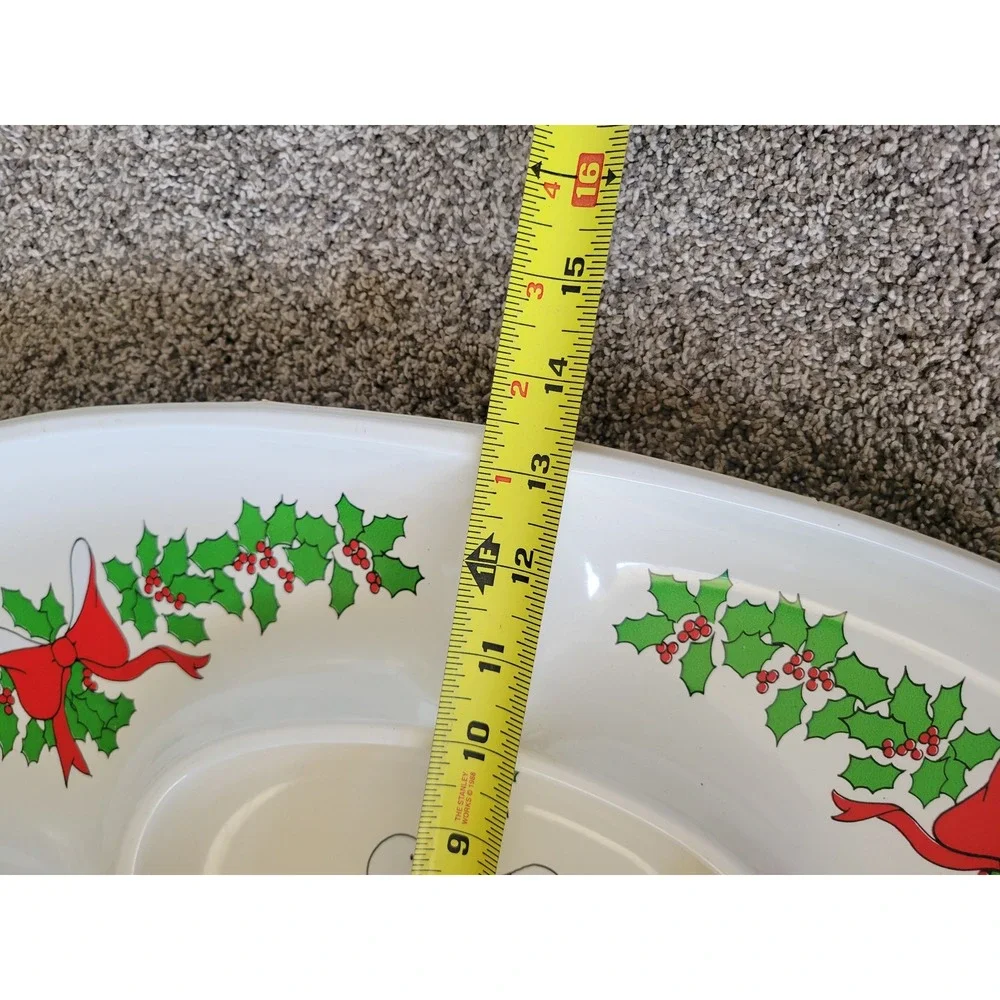 Vtg 1980s Christmas Country Geese Family Divided Serving Tray  Plastic Platter